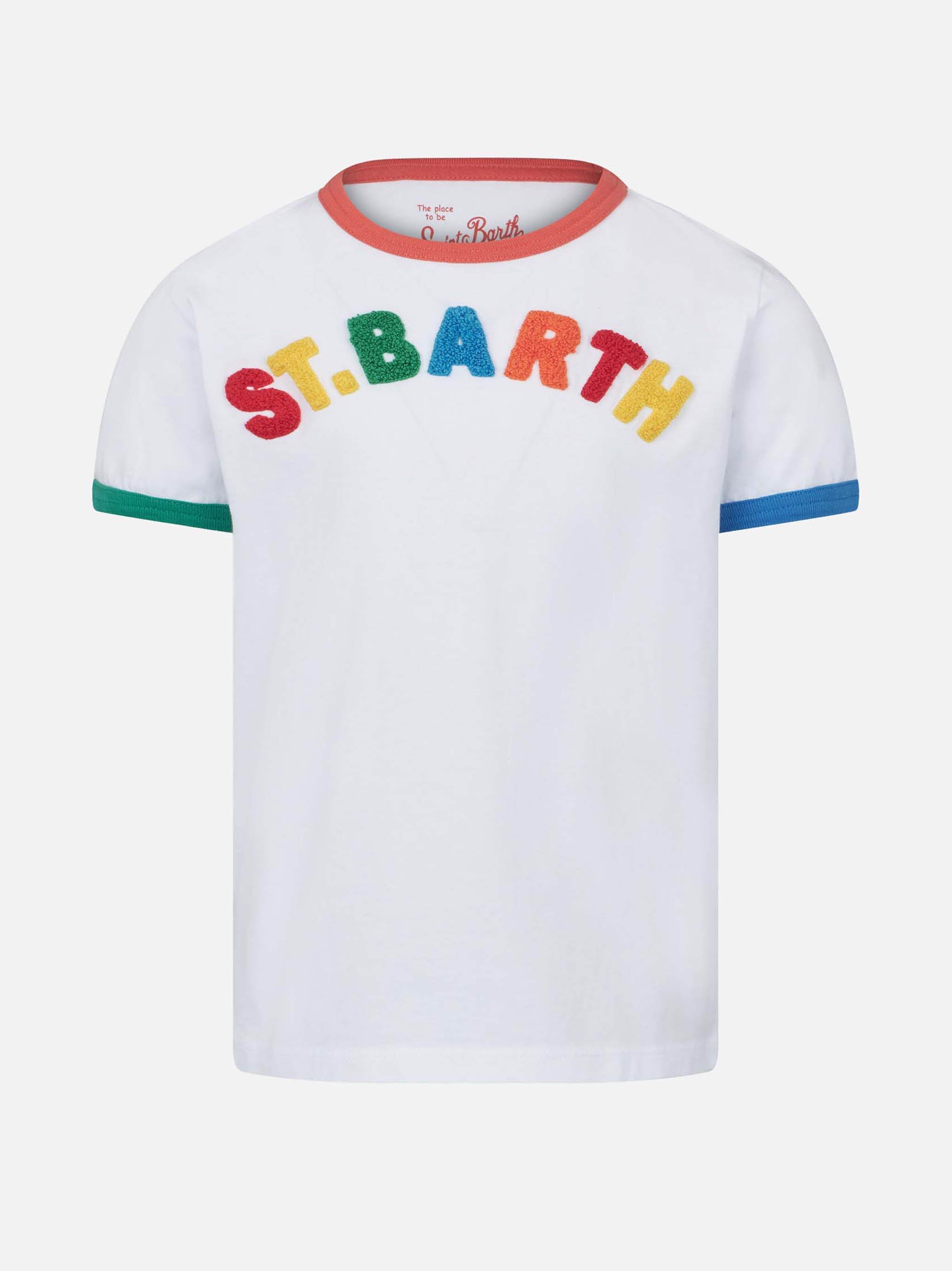 Girl Cotton T-Shirt With Embroidery White