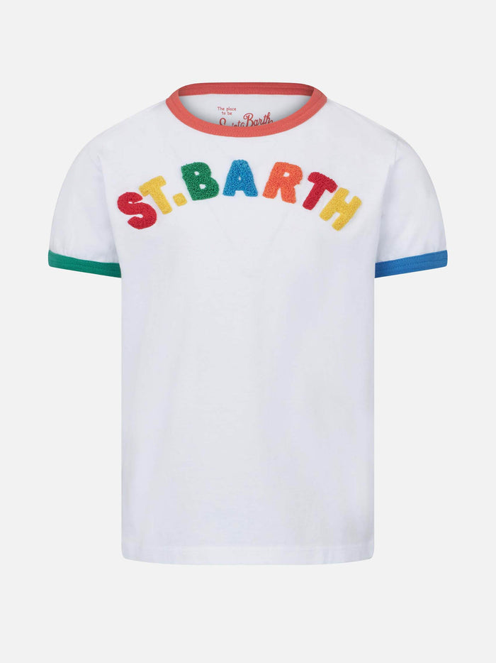 Girl Cotton T-Shirt With Embroidery White
