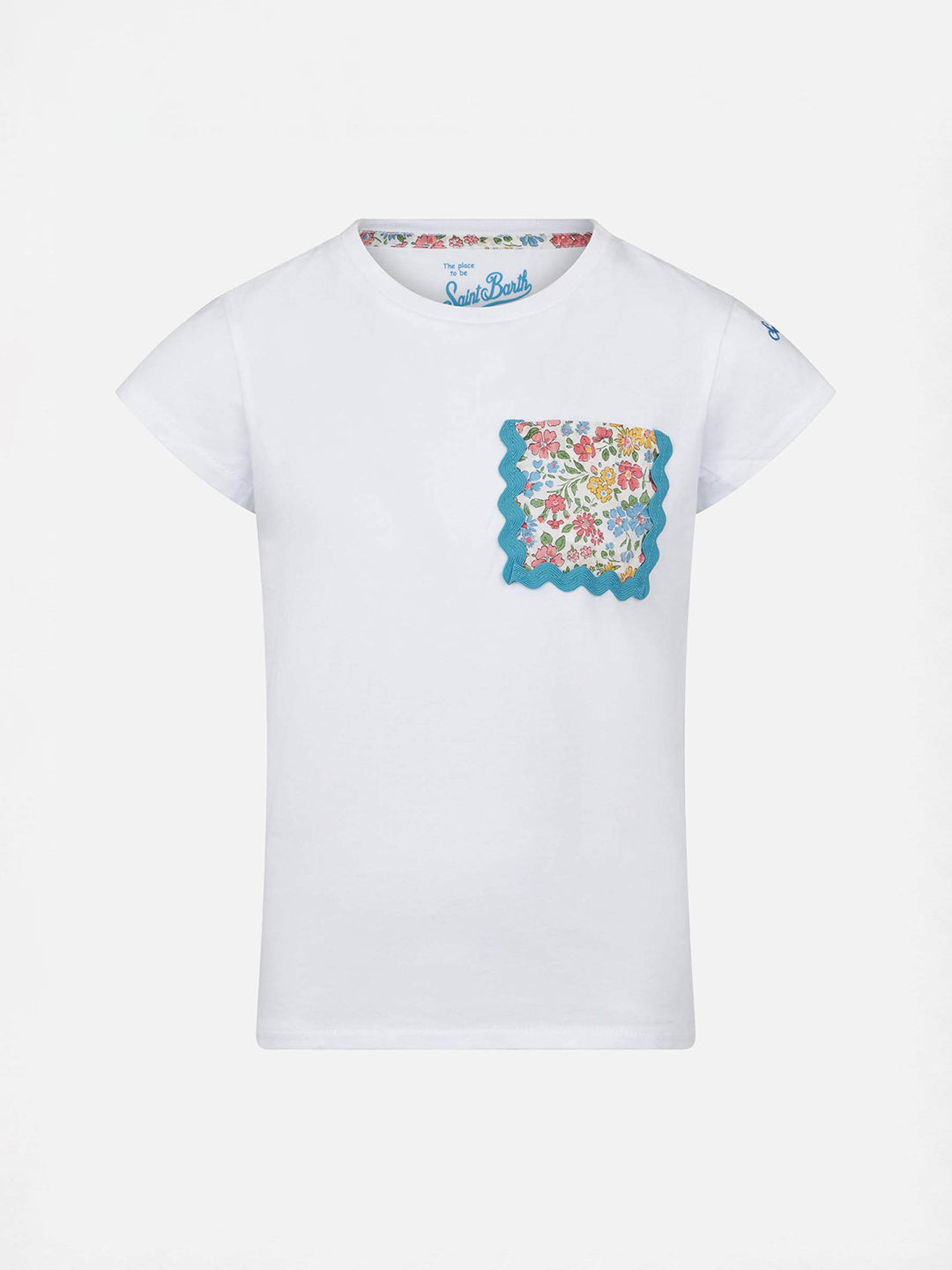Girl Cotton T-Shirt With Pocket Blue