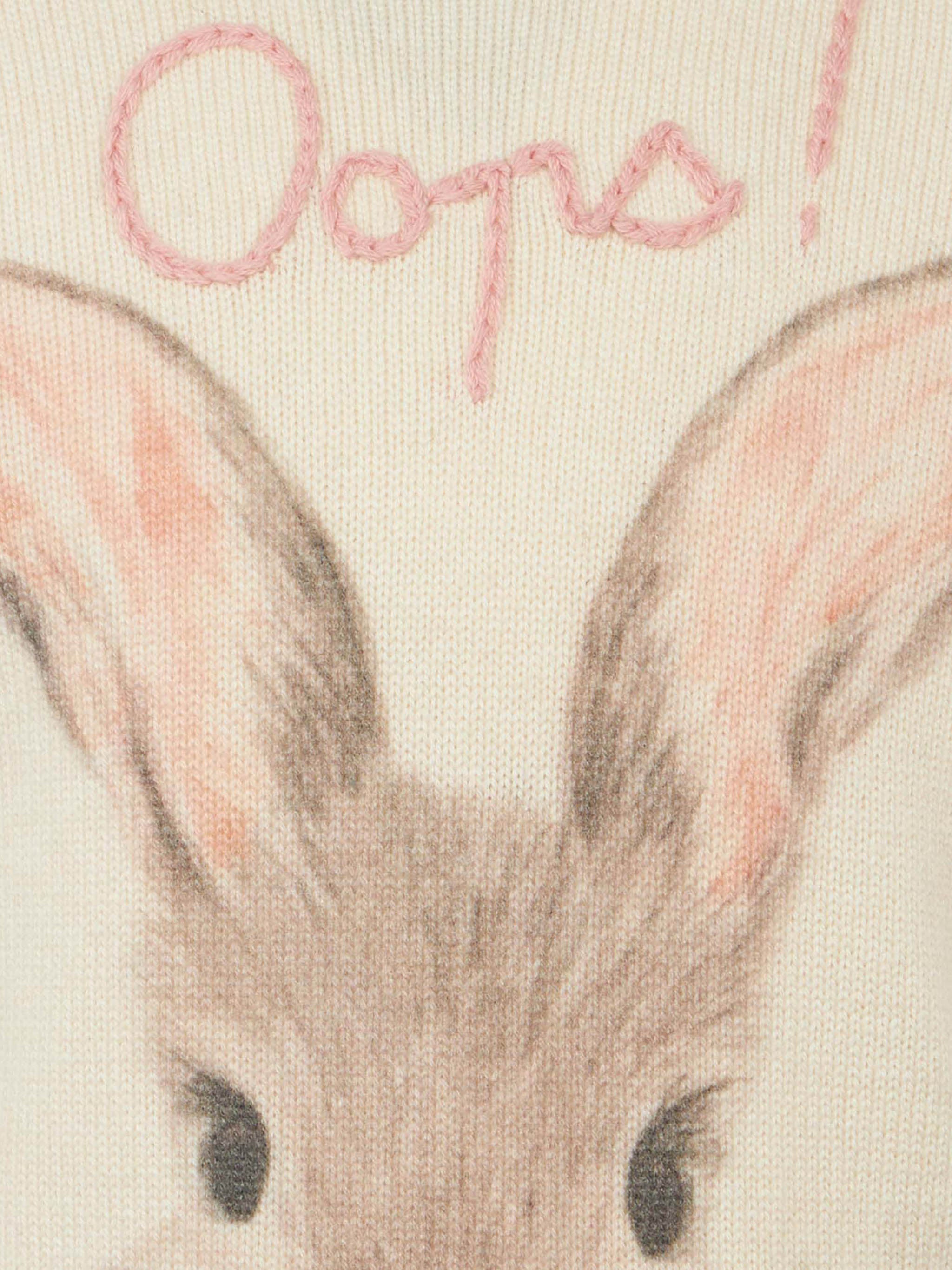 Girl Crewneck Sweater With Bunny Print White