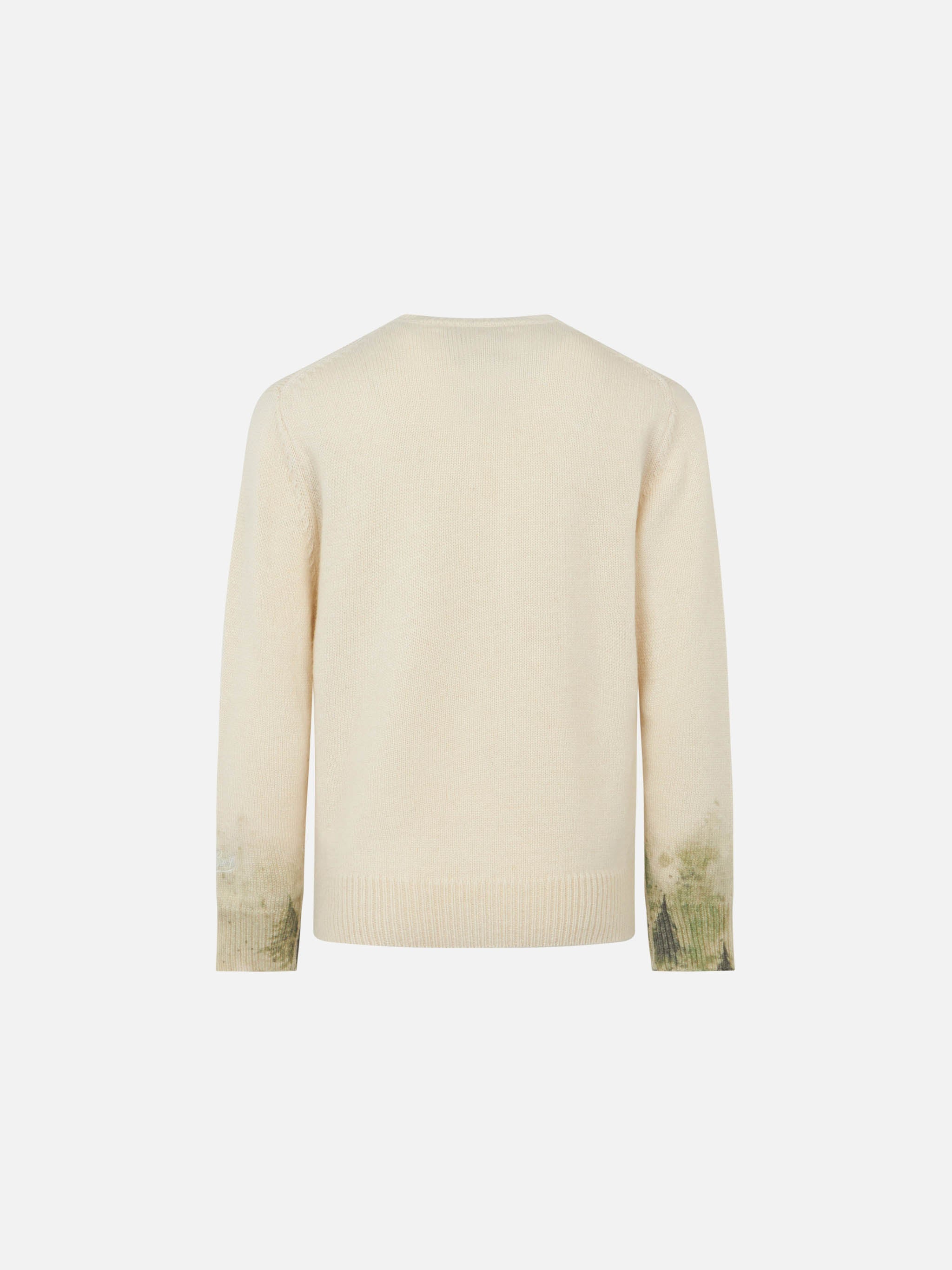 Girl Crewneck Sweater With Bunny Print White