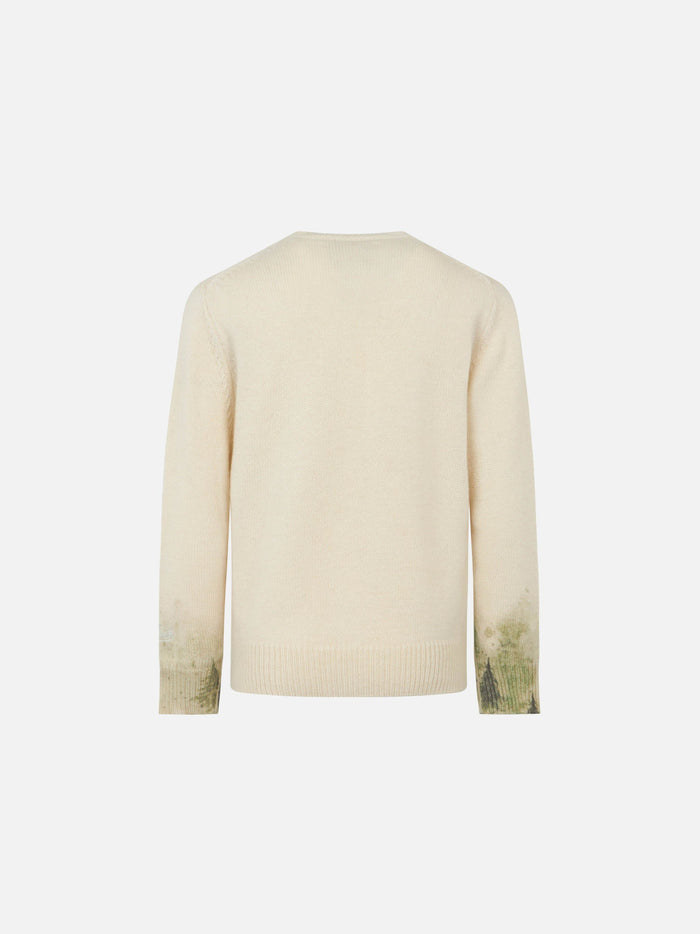 Girl Crewneck Sweater With Bunny Print White