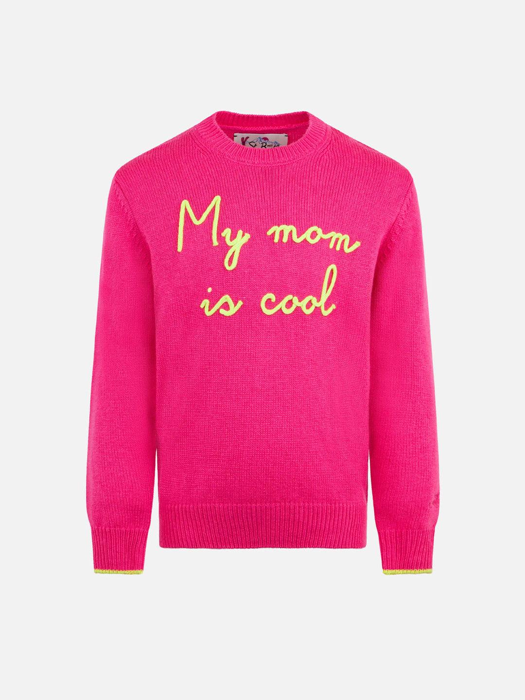 Girl Crewneck Sweater With My Mom Is Cool Embroidery Pink