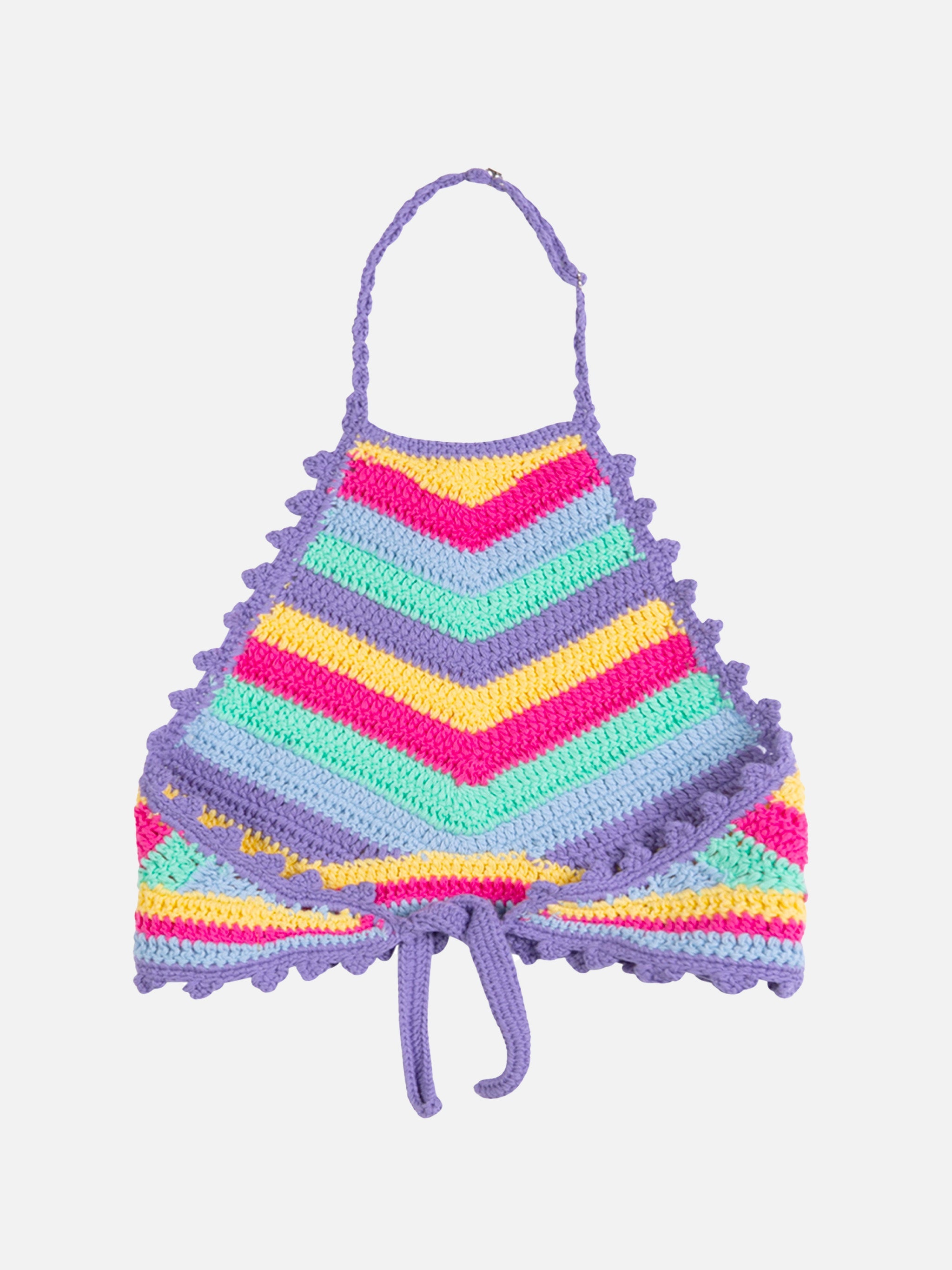 Girl Halterneck Crochet Top Purple Top_apparel