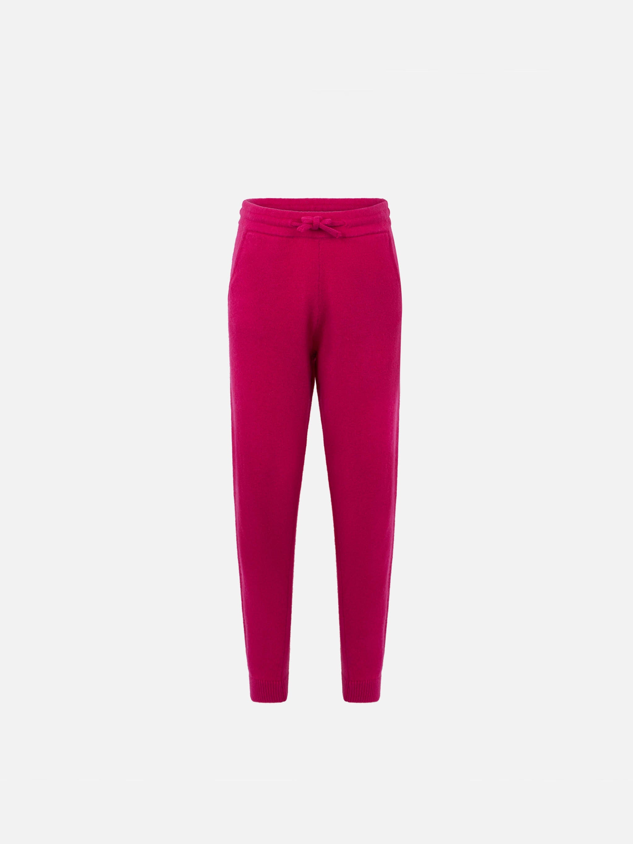 Girl Fuchsia Knitted Jogger Pants Pink