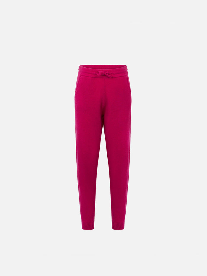 Girl Fuchsia Knitted Jogger Pants Pink