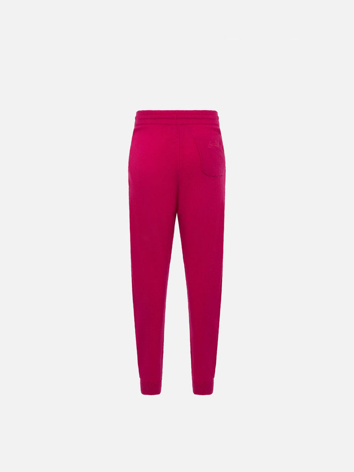 Girl Fuchsia Knitted Jogger Pants Pink