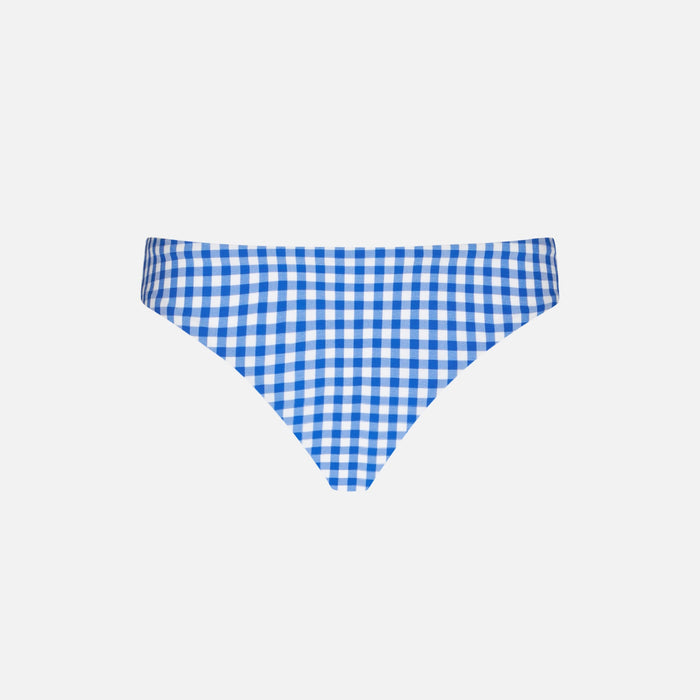 Girl Swim Briefs With White And Bluette Vichy Print Blue Bottom