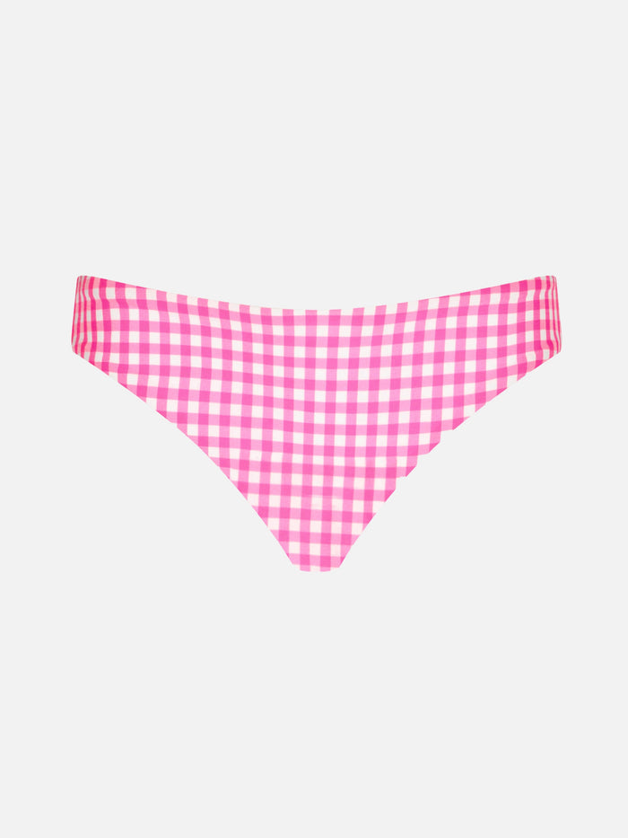 Girl Swim Briefs With Gingham Print Blue Bottom
