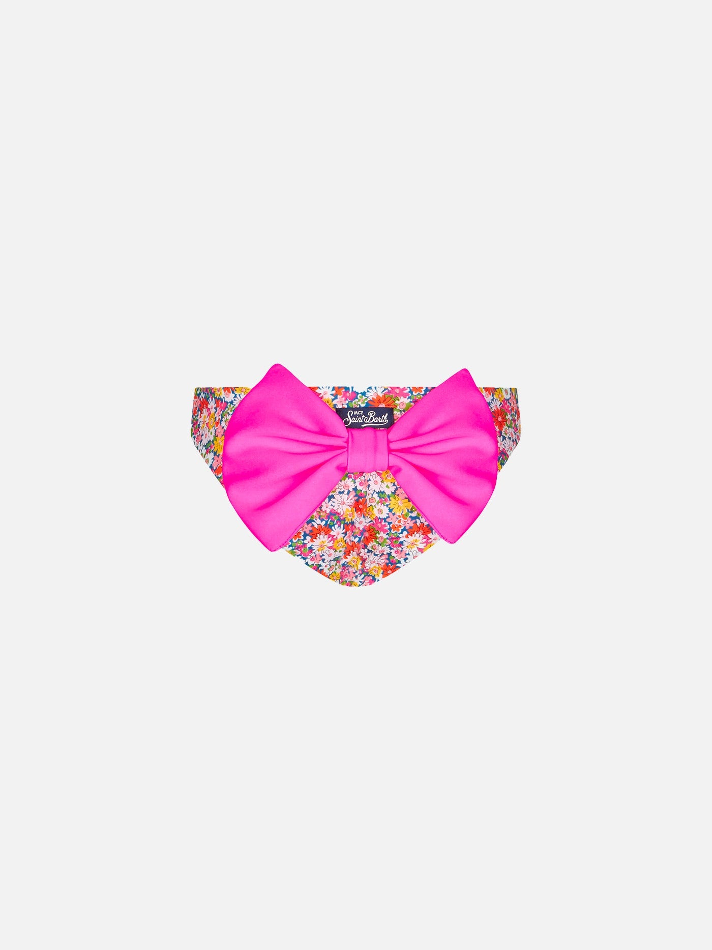 Girl Swim Briefs With Flower Print | Made Liberty Fabric Blue Bottom