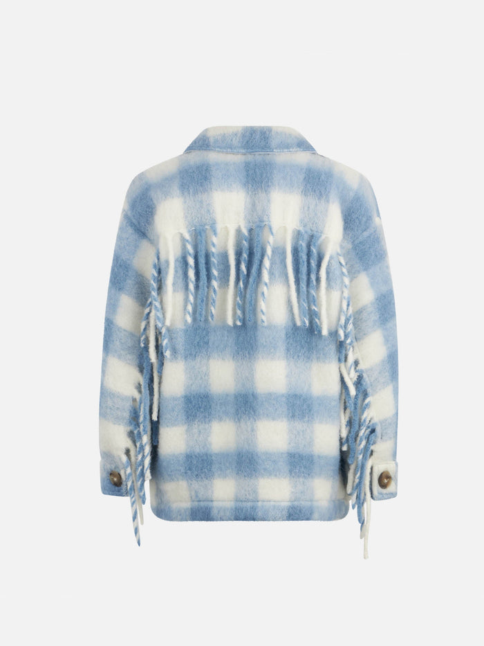 Girl Overshirt Jacket With Fringes Sky