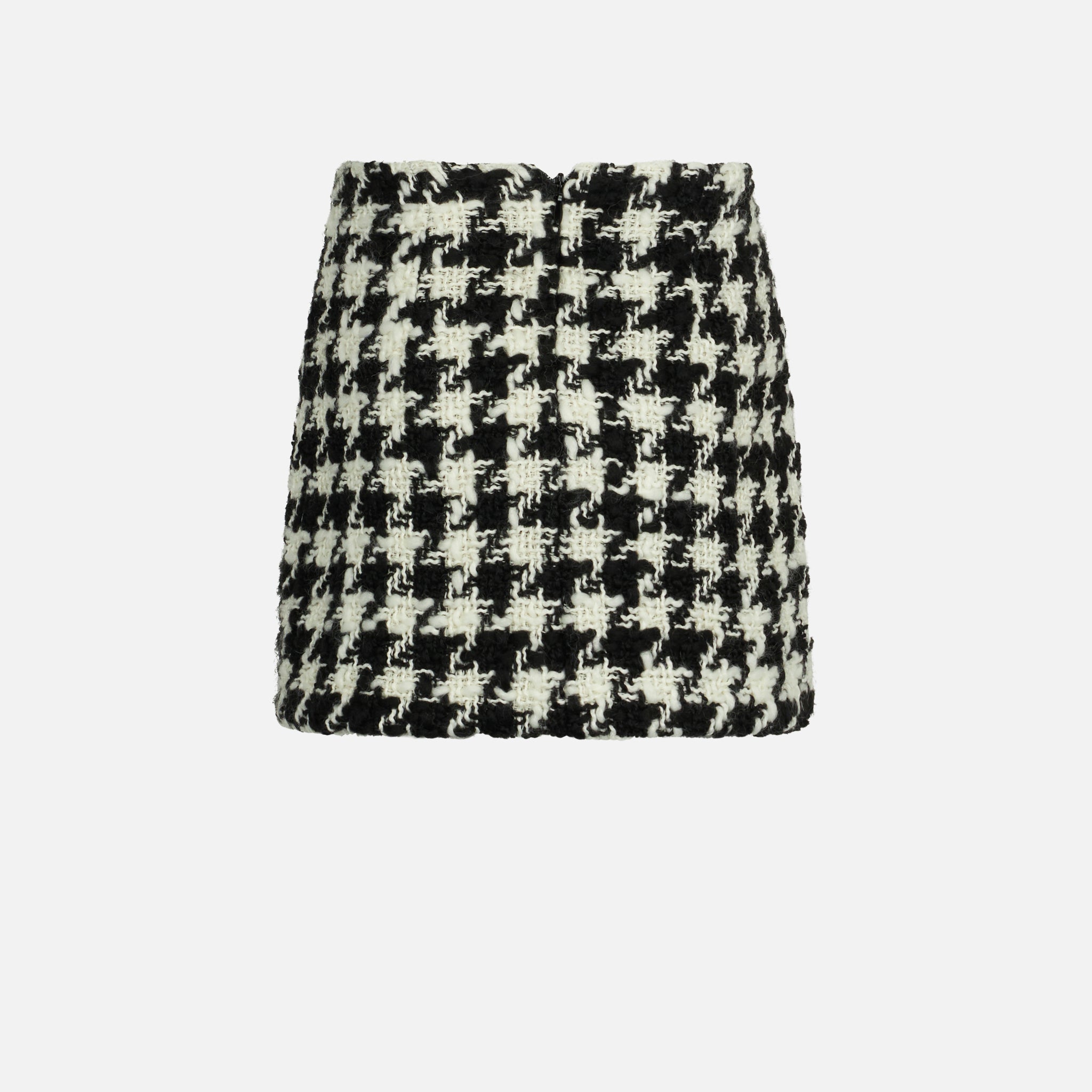 Girl Fringed Wooly Skirt With Pied De Poule Print Black