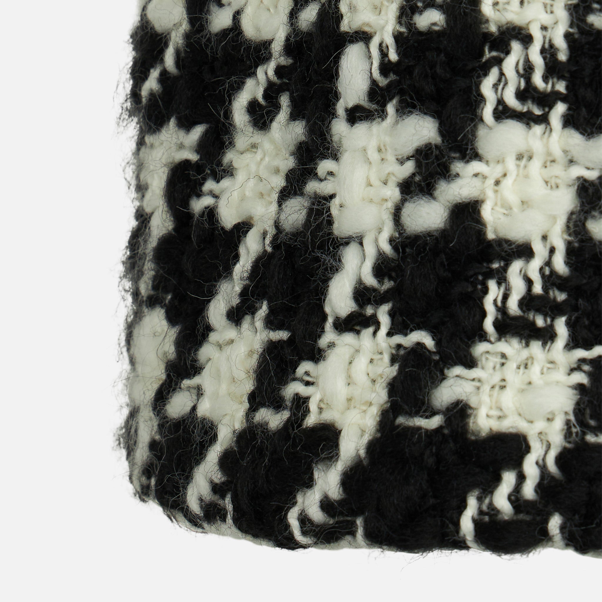 Girl Fringed Wooly Skirt With Pied De Poule Print Black