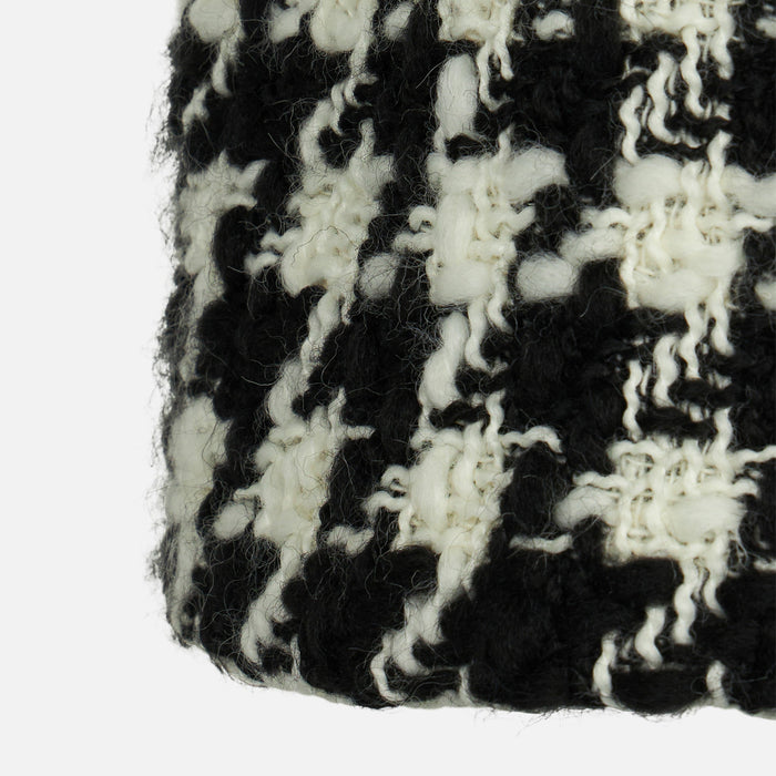 Girl Fringed Wooly Skirt With Pied De Poule Print Black