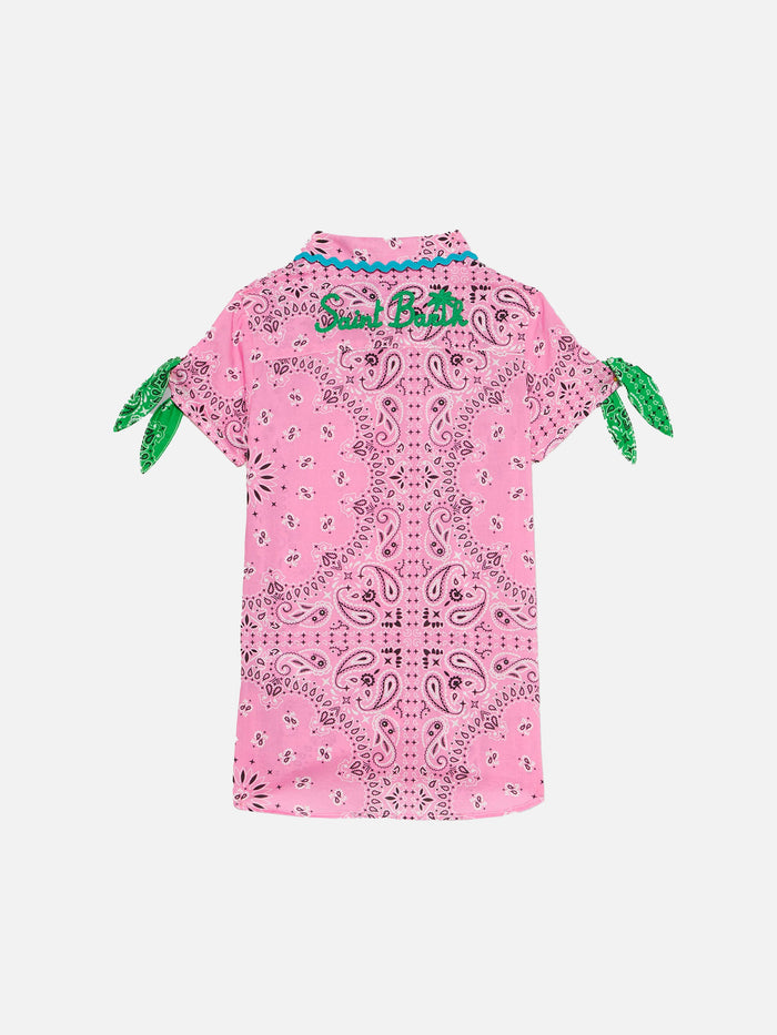 Girl Shirt Dress With Bandanna Print __single__