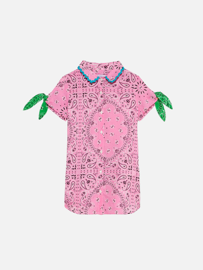Girl Shirt Dress With Bandanna Print __single__