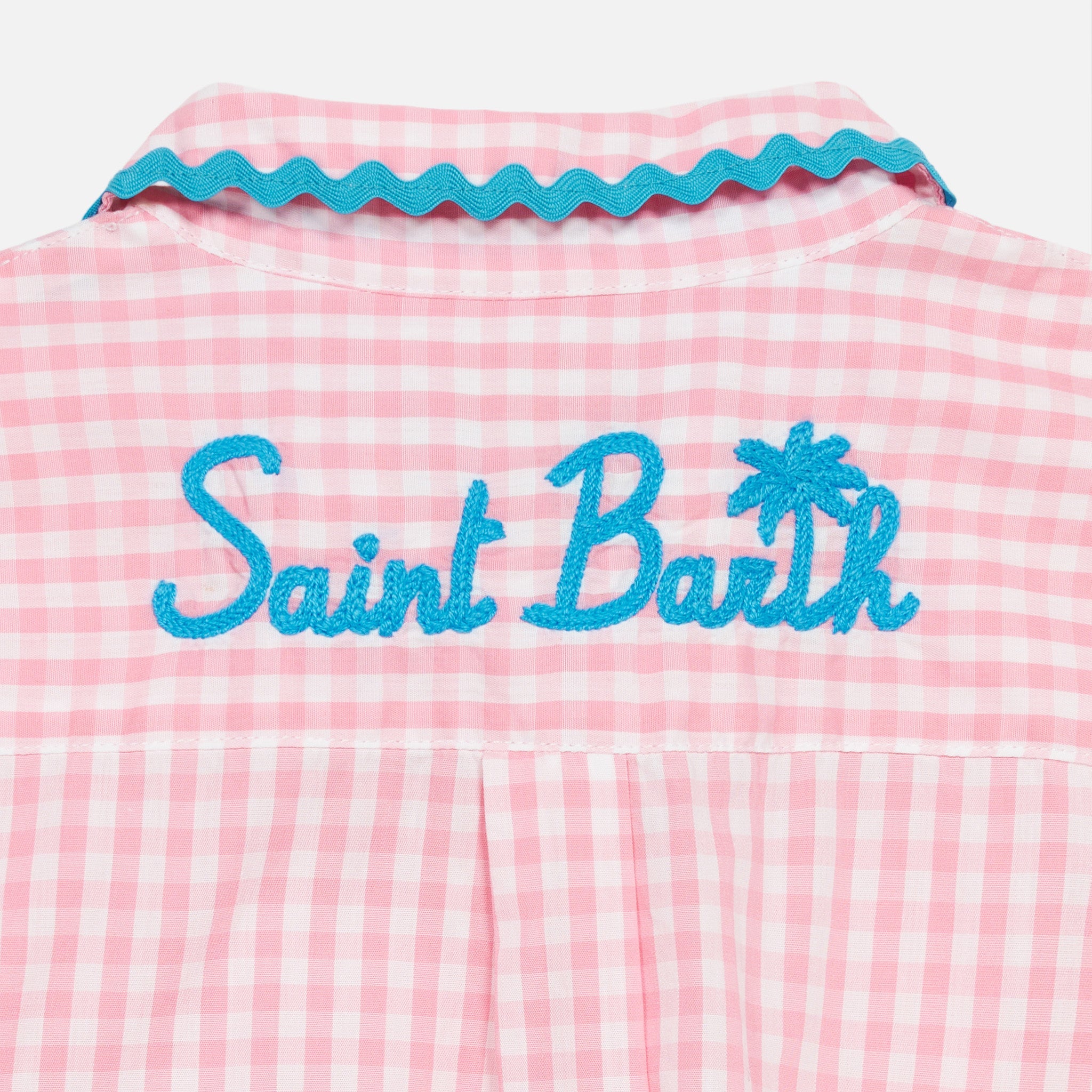 Girl Shirt With Gingham Print Pink