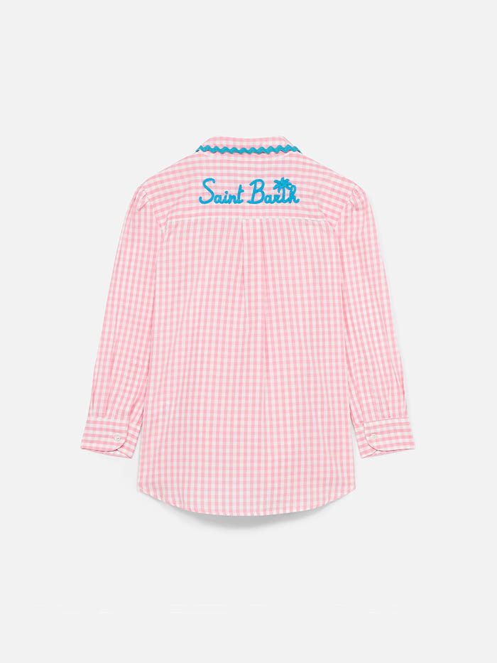 Girl Shirt With Gingham Print Pink