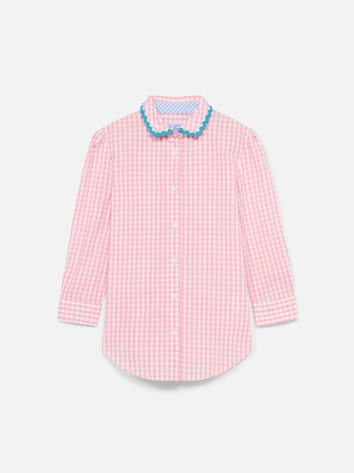 Girl Shirt With Gingham Print Pink