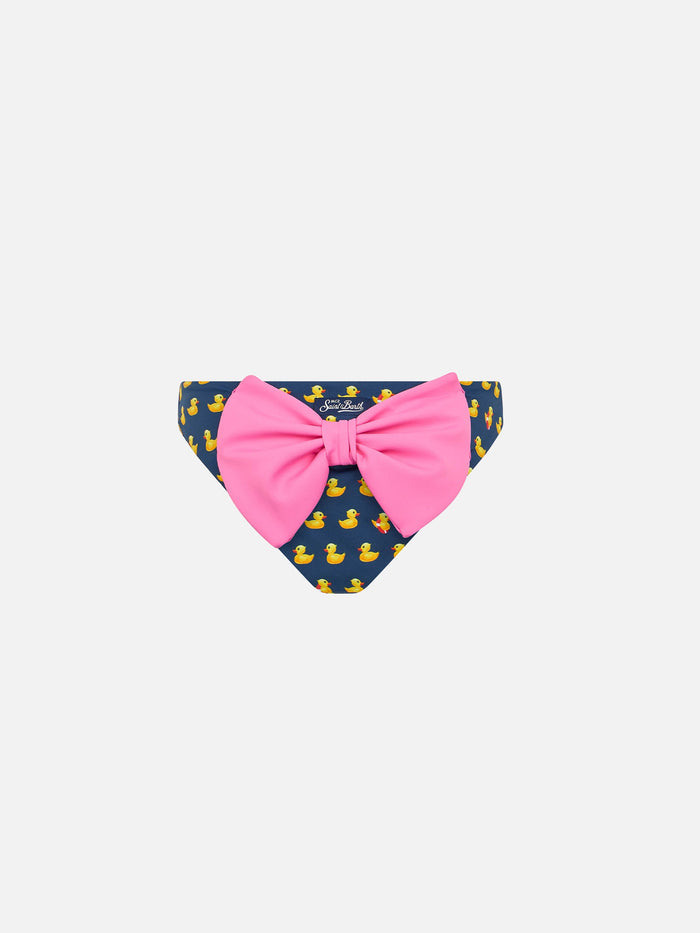 Girl Swim Briefs Madame With Bow And Ducky Print Blue Bottom