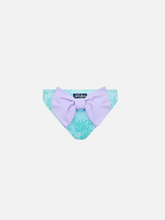 Girl Swim Briefs Madame With Bow And Toile De Jouy Print Green Bottom