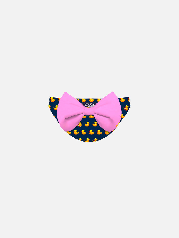 Girl Ducky Printed Swim Briefs With Bow Blue Bottom