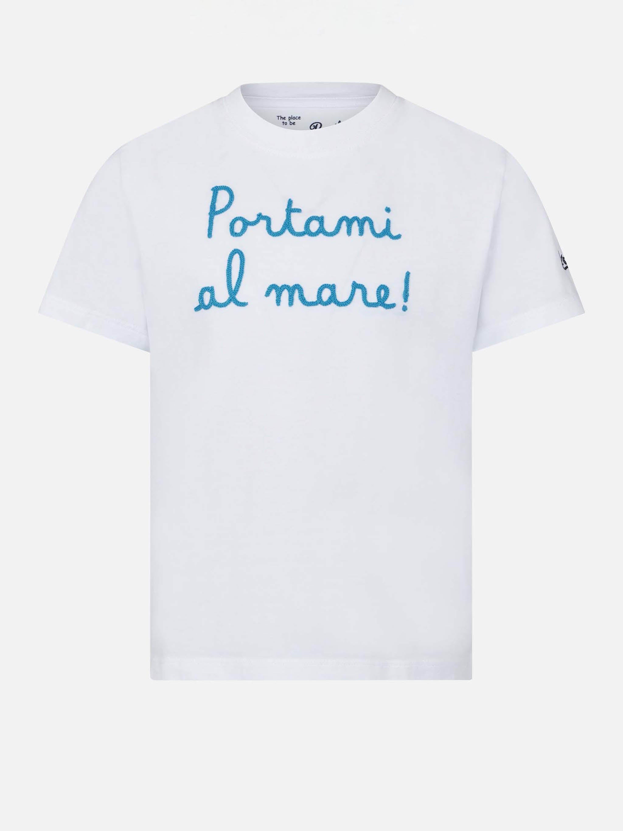 Girl T-Shirt With Portami Al Mare! Lettering White