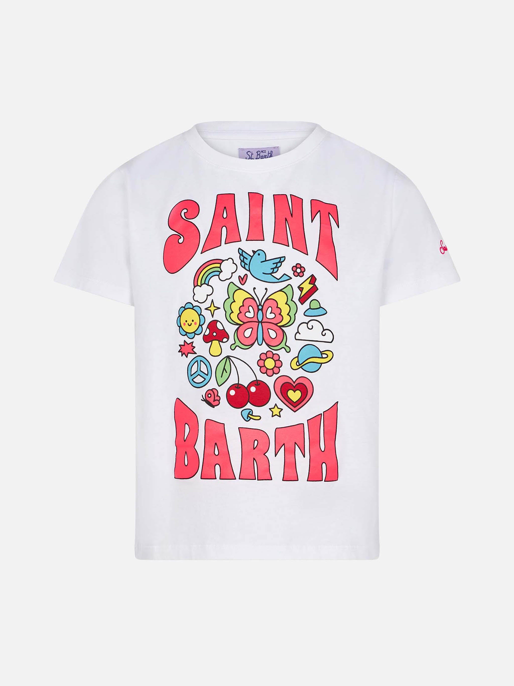 Girl Cotton T-Shirt With Saint Barth Print __single__