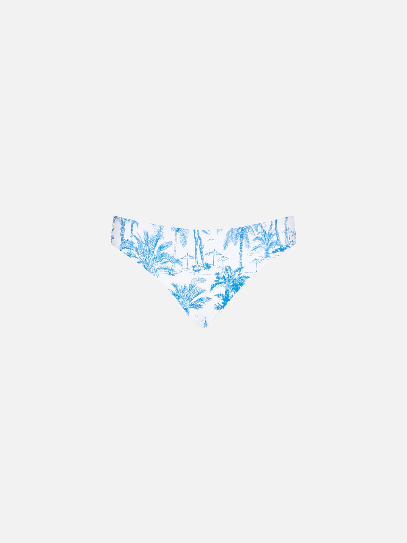 Girl Swim Briefs With Toile De Jouy Print And Bow White Bottom
