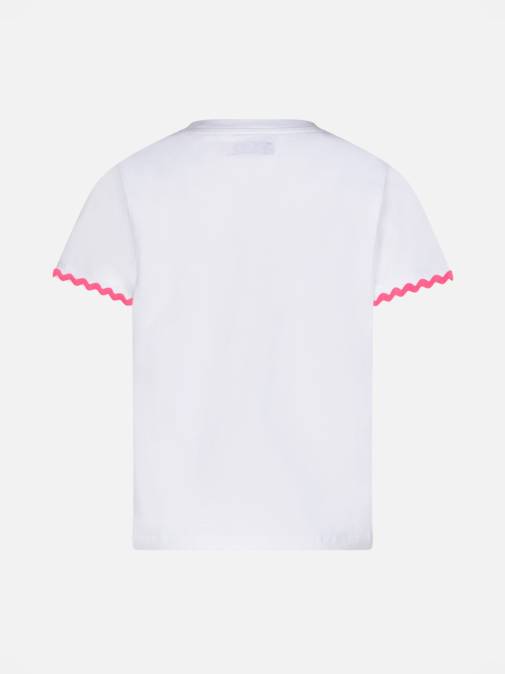 Girl T-Shirt With Princess À La Plage Lettering And Embroidery White