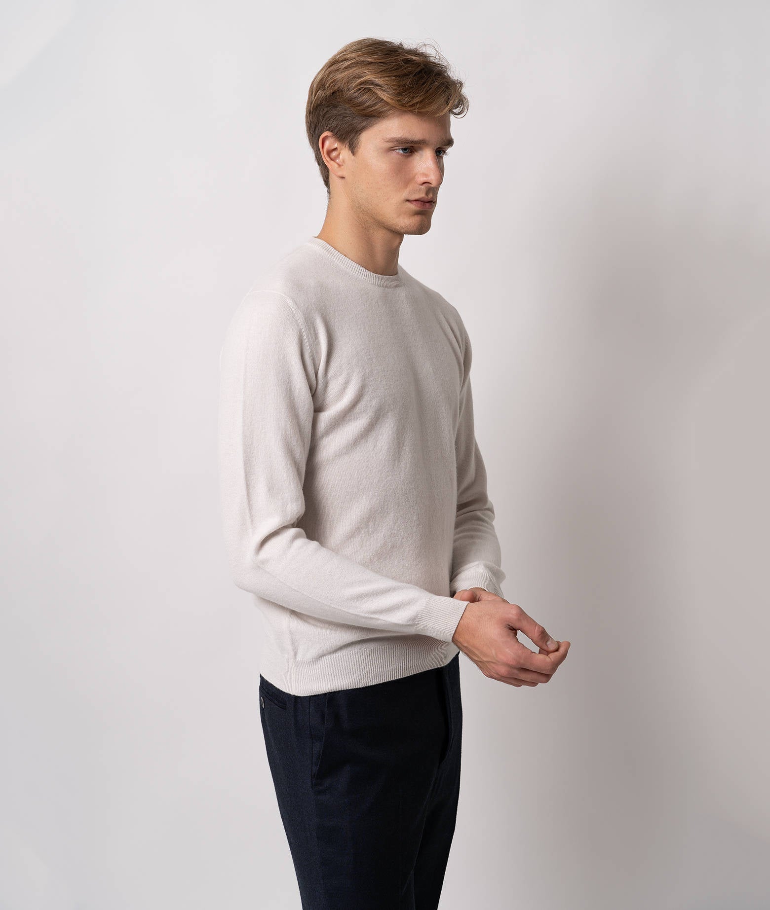 Crewneck Cashmere Sweater Ottawa Blue Basic Light Kintwear