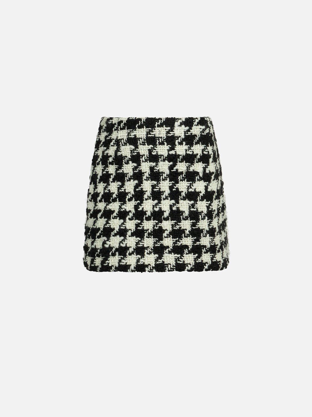 Girl Fringed Wooly Skirt With Pied De Poule Print Black