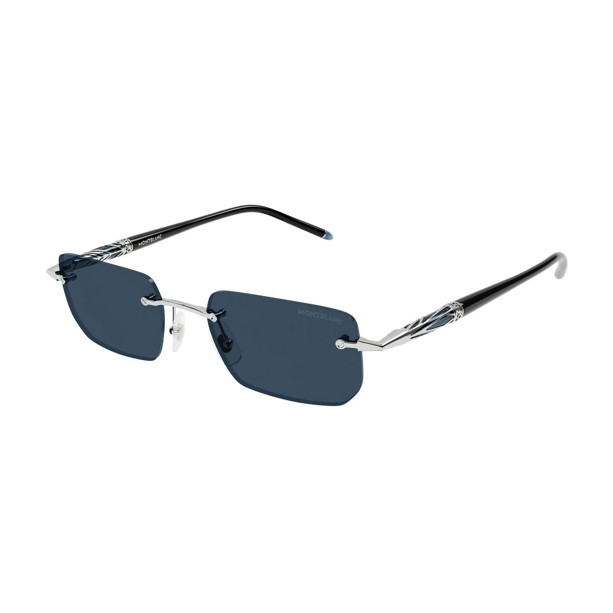 Montblanc MB0348S Linea Meisterstück 001 Silver Black Blue Oro Metal Occhiali Da Sole