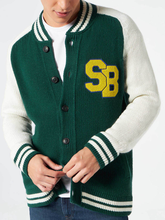 Green Knit Bomber College Style Knitwear