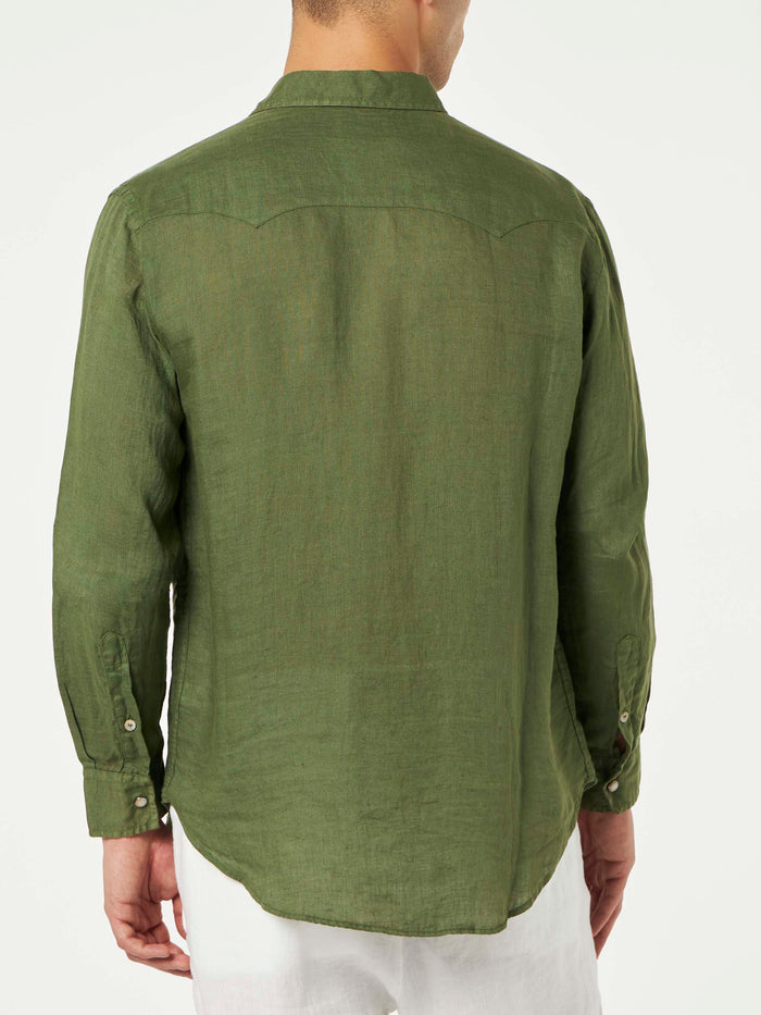 Dark Green Linen Shirt