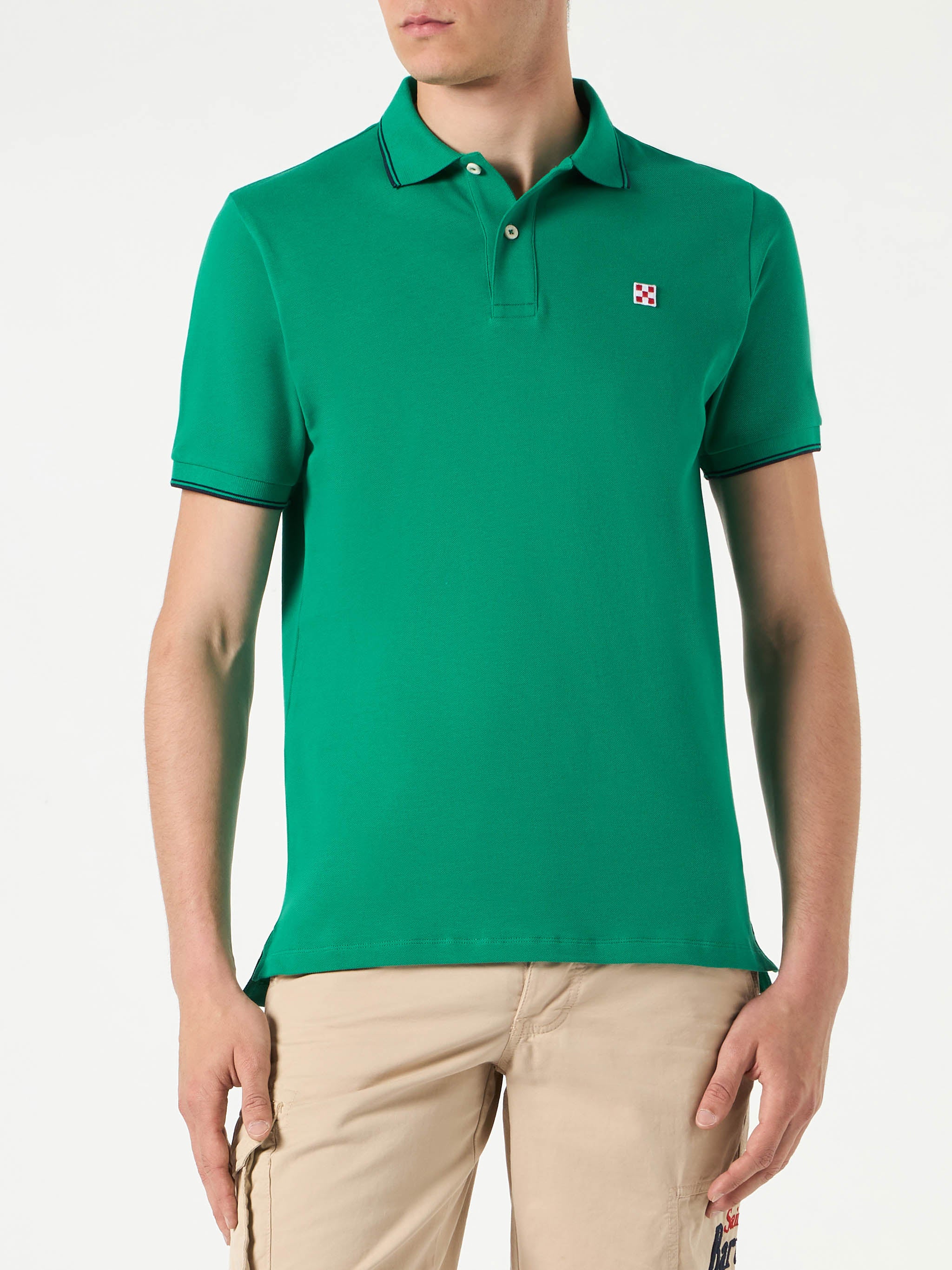 Green Piquet Polo With St. Barth Logo Shirt