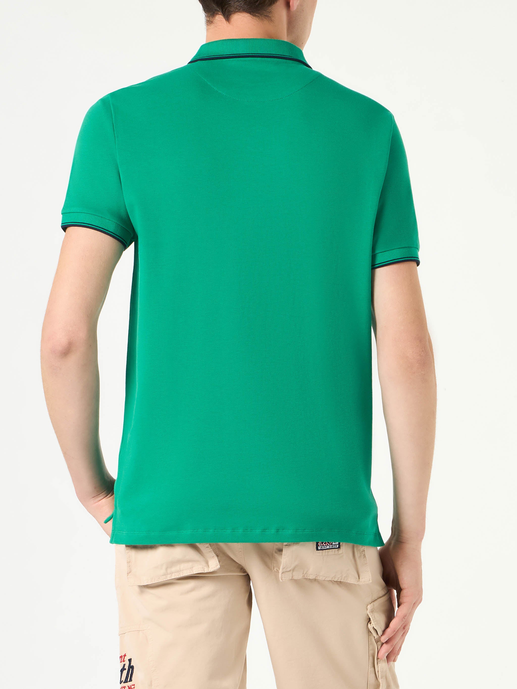 Green Piquet Polo With St. Barth Logo Shirt