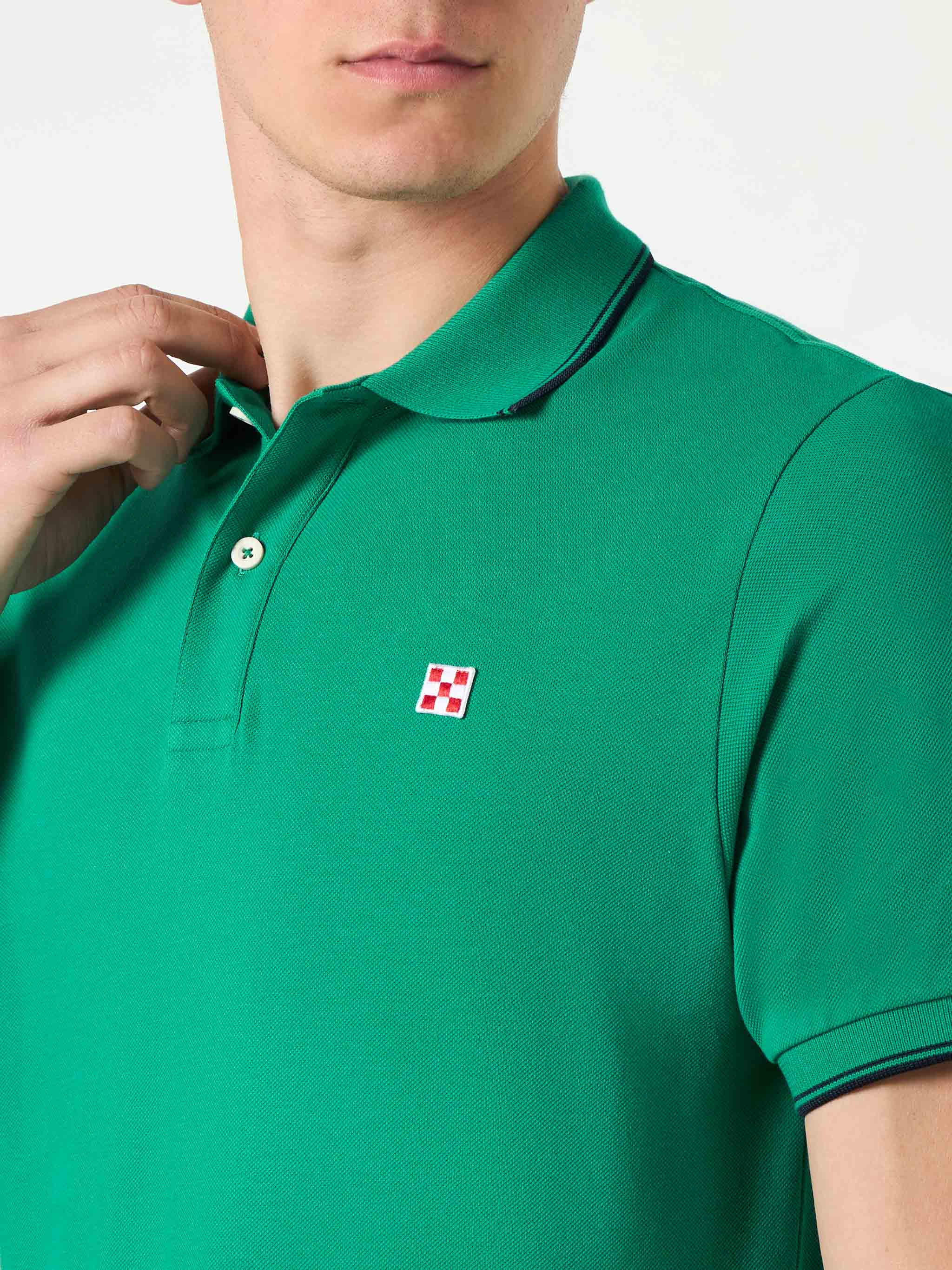 Green Piquet Polo With St. Barth Logo Shirt