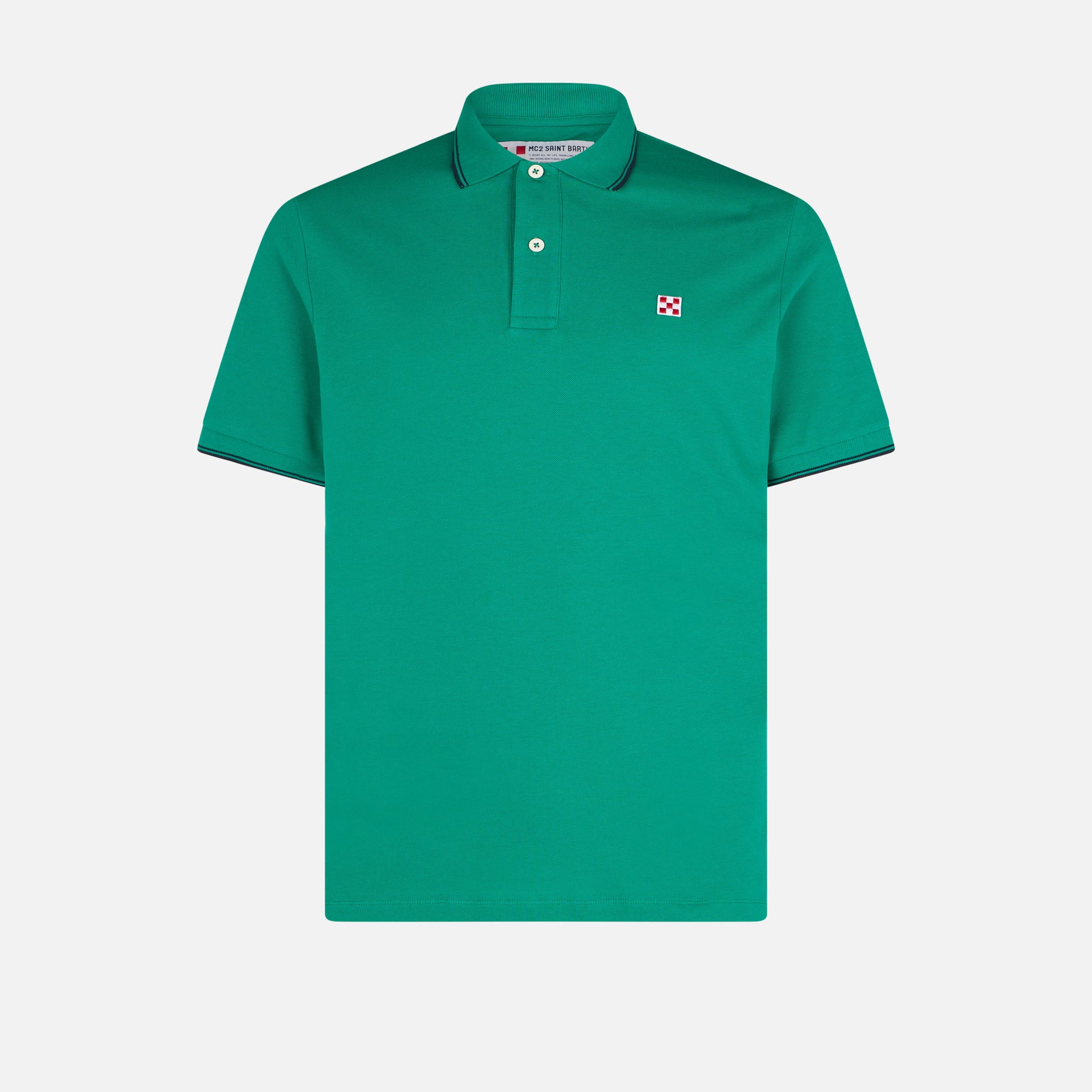 Green Piquet Polo With St. Barth Logo Shirt