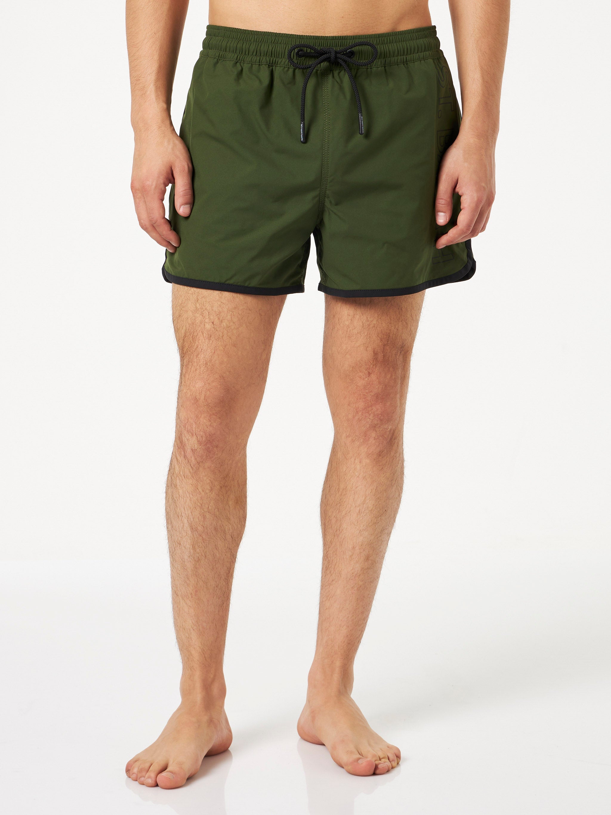 Man Swim Shorts With Side Logo And Contrast Green Swimshort