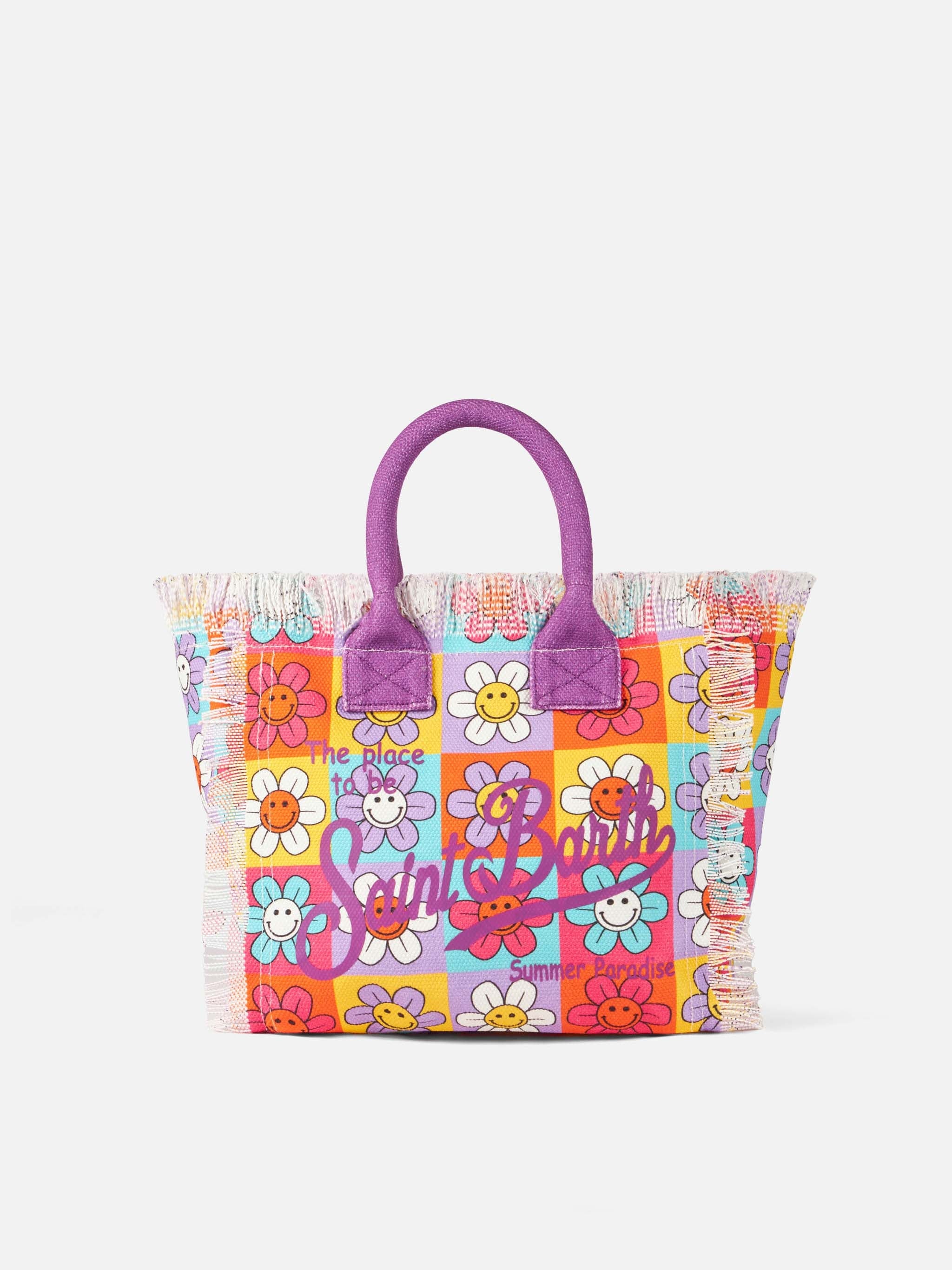 Colette Canvas Handbag With Smiling Daisy Print Pink Bag