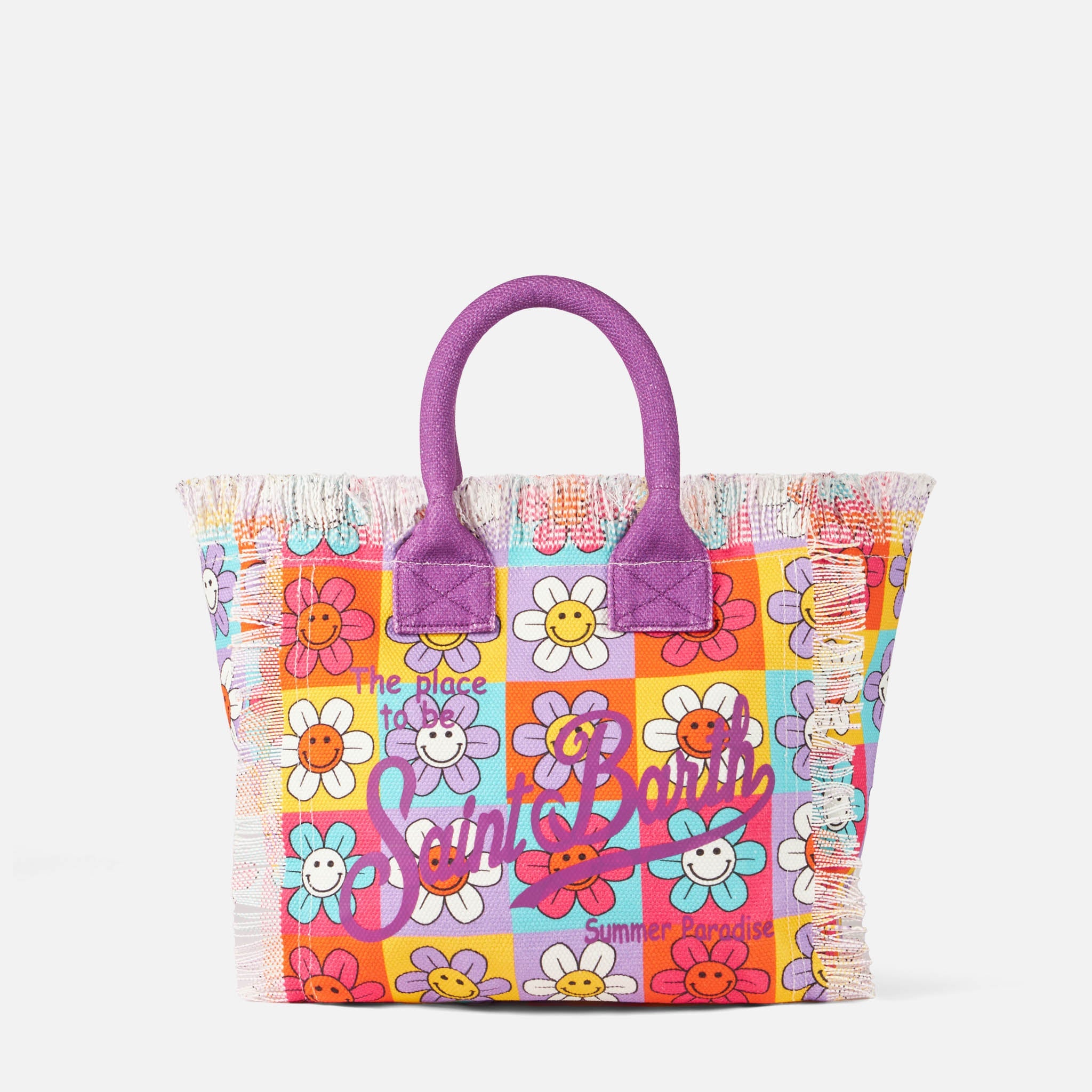Colette Canvas Handbag With Smiling Daisy Print Pink Bag