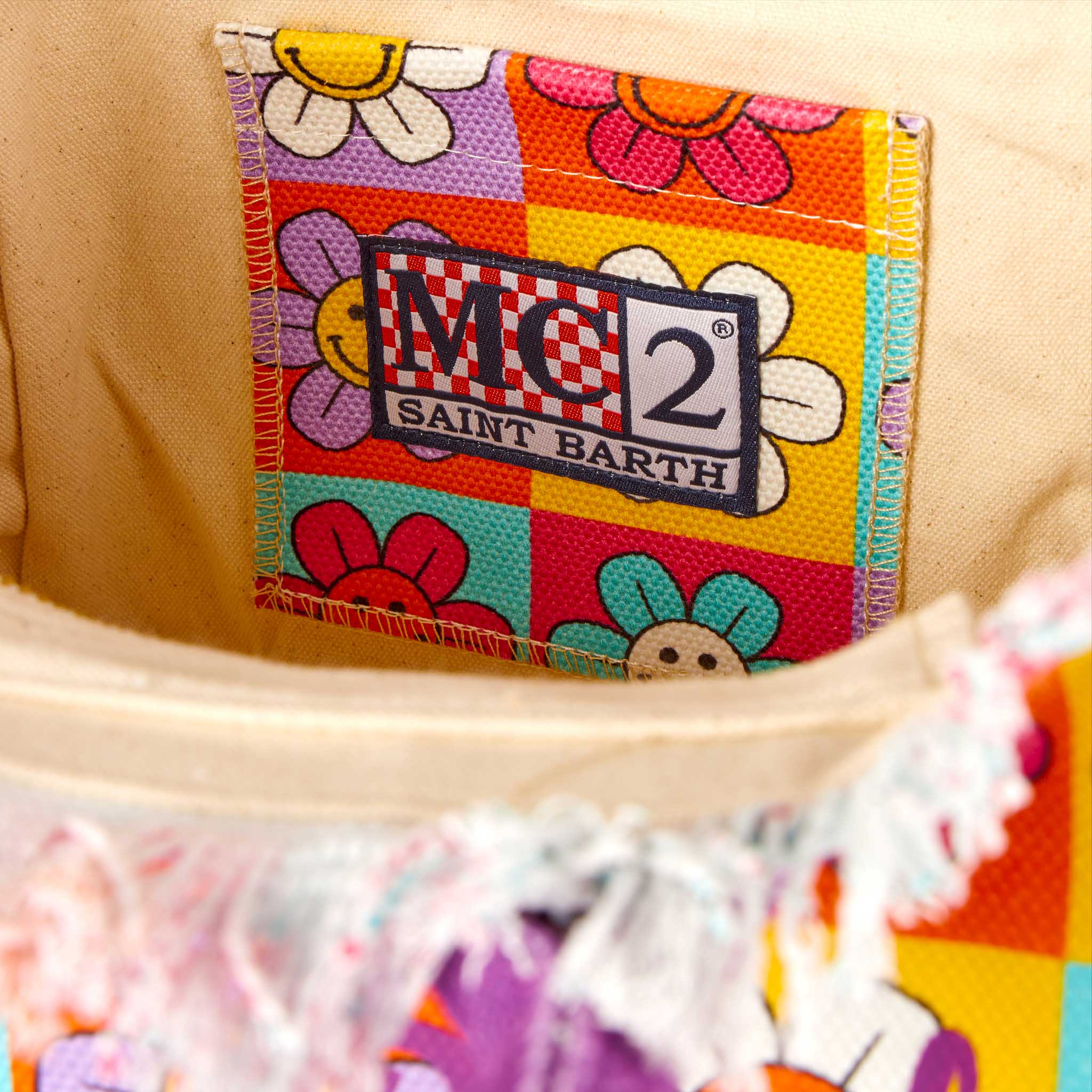 Colette Canvas Handbag With Smiling Daisy Print Pink Bag