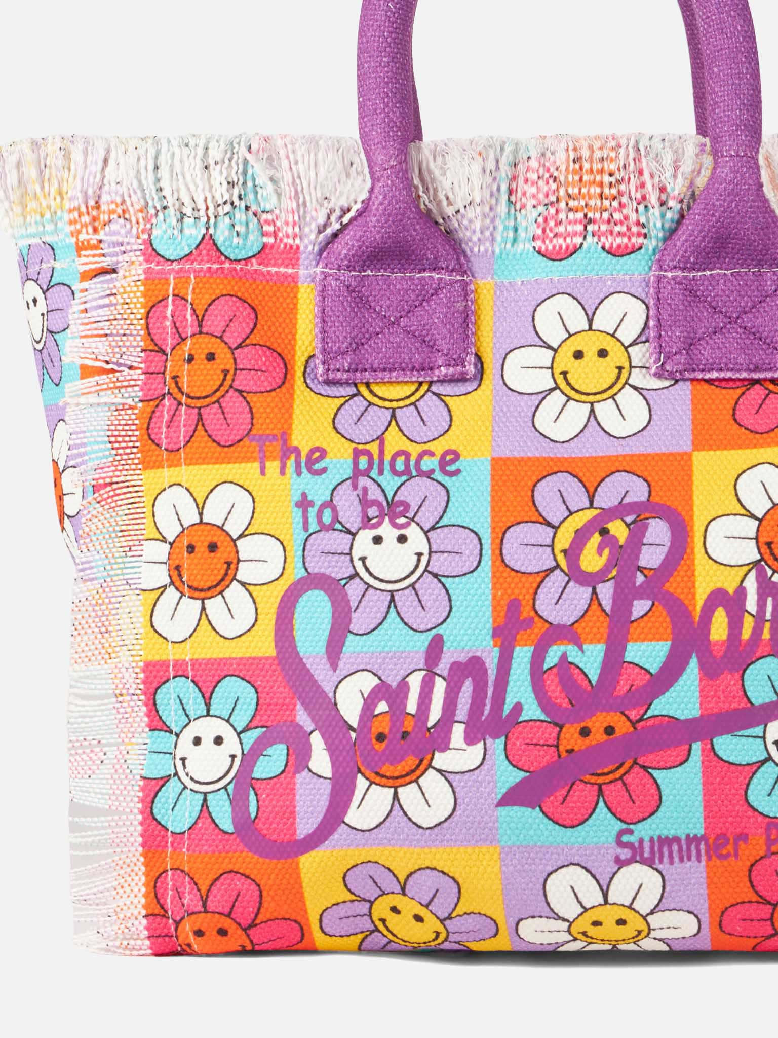Colette Canvas Handbag With Smiling Daisy Print Pink Bag
