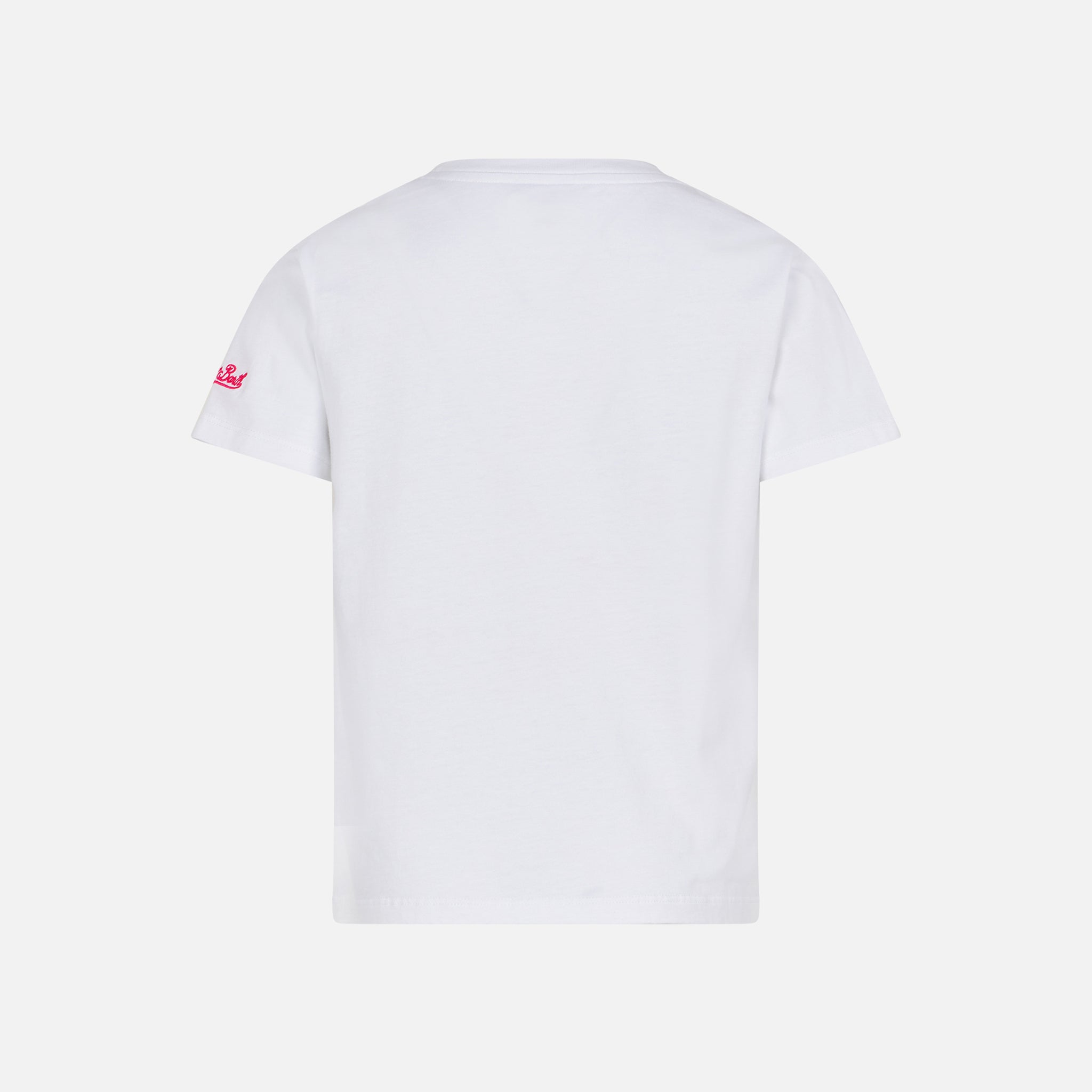 Girl Cotton T-Shirt With Saint Barth Print White