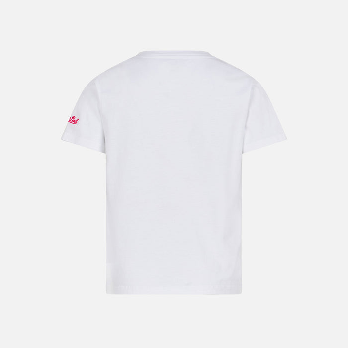 Girl Cotton T-Shirt With Saint Barth Print White