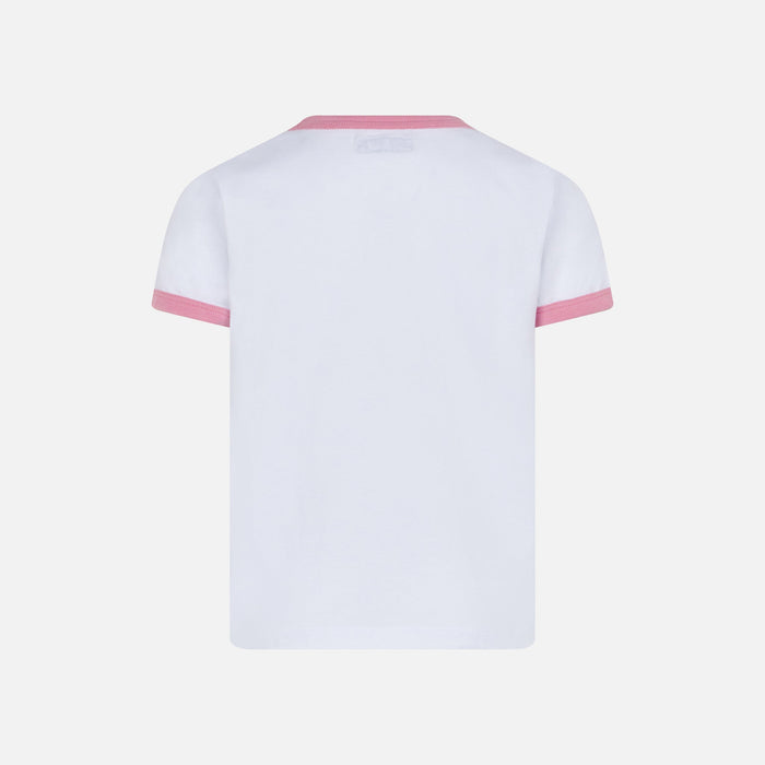 Girl Cotton T-Shirt With St. Barth Groovy Print White