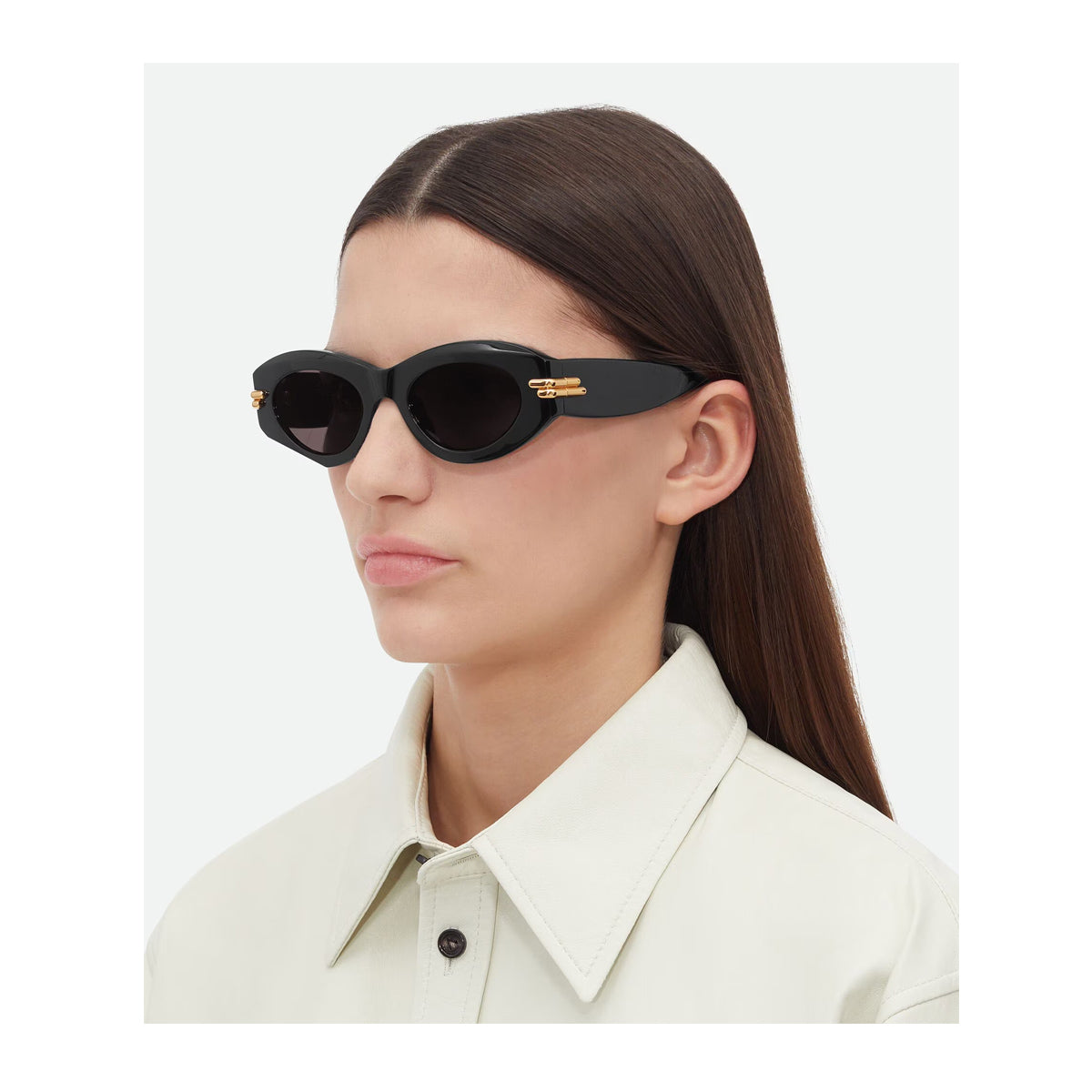 Bottega Veneta BV1322S Linea Mitre 001 Black Grey Nero Recycled Acetate Occhiali Da Sole