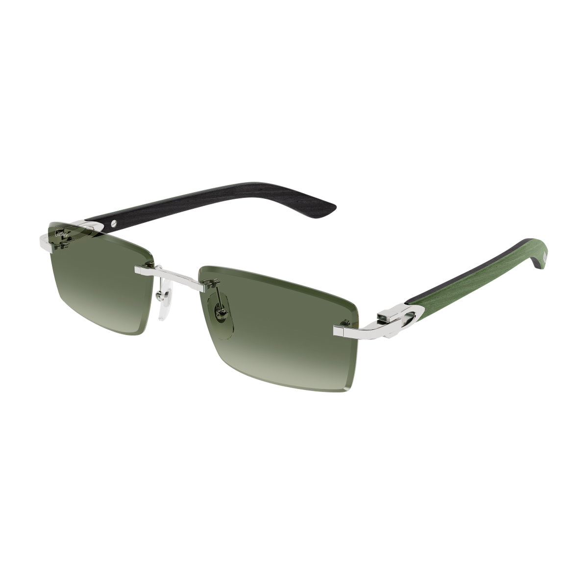 Cartier CT0582S Décor C Allongé de 005 Silver Green Verde Wood/metal Occhiali Da Sole