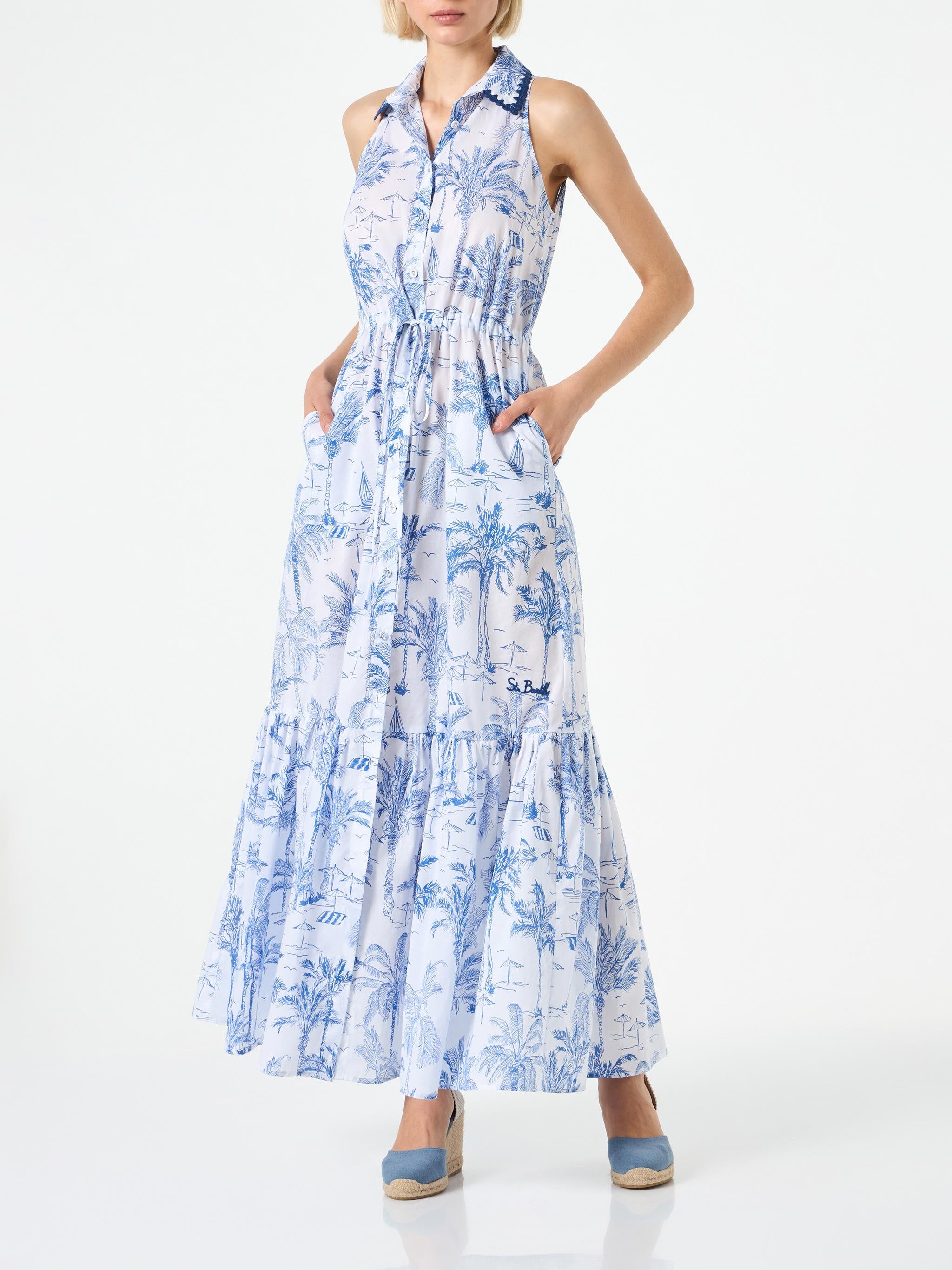 Toile De Jouy Ida Halterneck Long Dress White